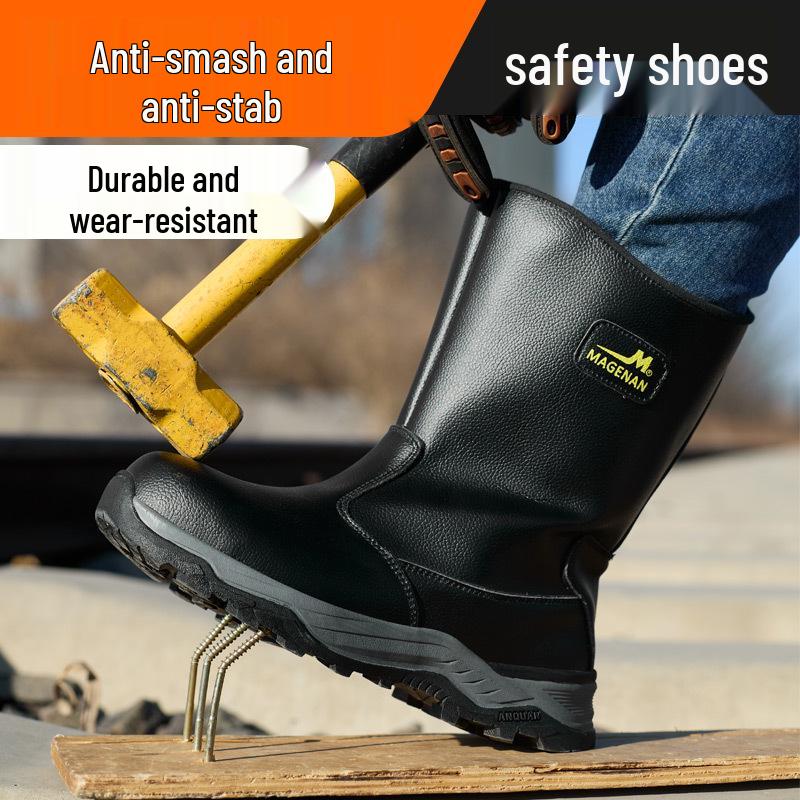 Unisex Steel Toe Safety Boots: Anti-smash, Anti-puncture, Water-repellent, Anti-scald, Ideal for Oilfield & Welding Work