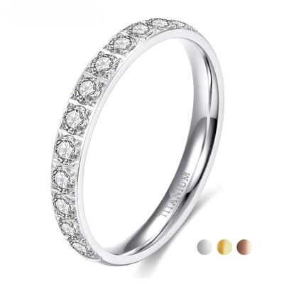 3 mm Damen-Titan-Eternity-Ringe für Frauen, halber Zirkonia, Statement-Hochzeit, Verlobung, Geschenk für Mädchen/Mutter