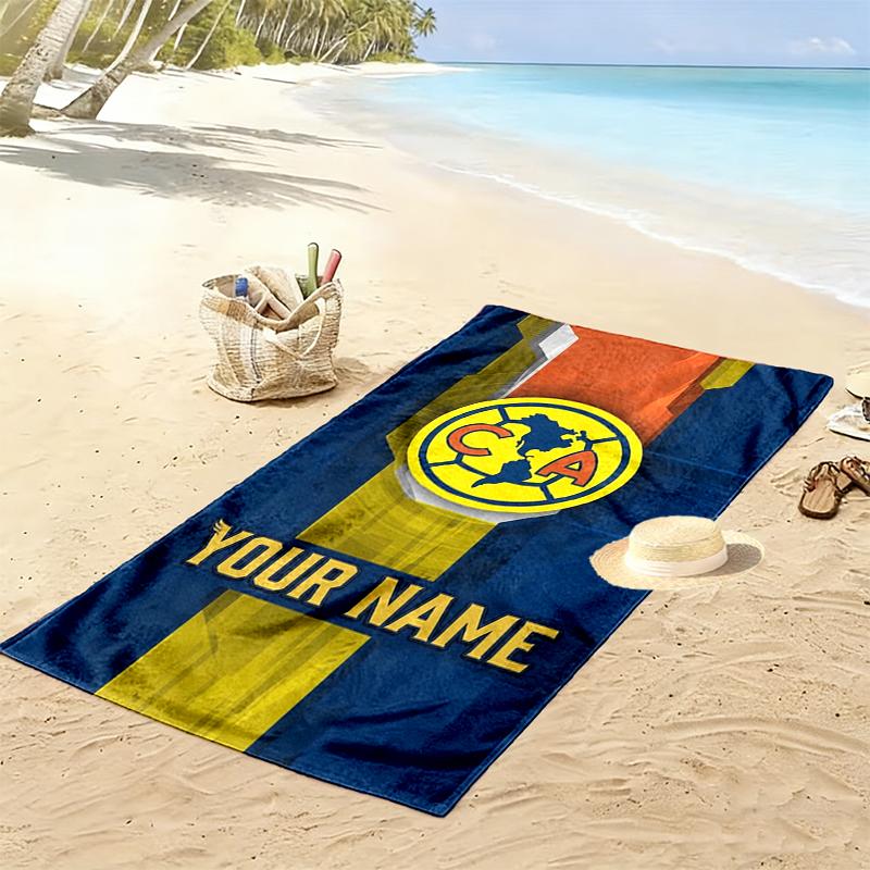 Custom Name Club Amrica Print Beach Towel, Large Soft Quick Dry Towel for Beach Camping Swimming
