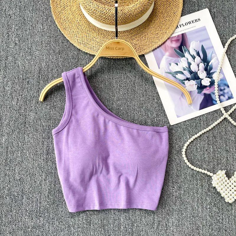Summer Vest for Women Outwear 2024 New Arrival Sexy Short Sleeveless with Chest Pad Tops Sexy Scheming off-the-Shoulder Sling