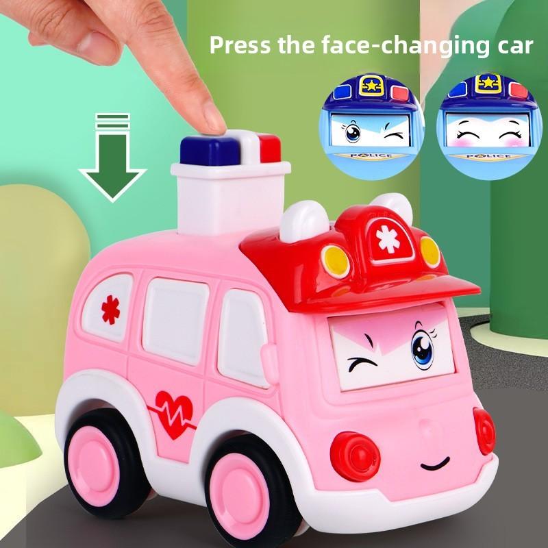 Plastic Pressing Police Car Toy For Kids With Push Drive And Visual Development