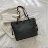 Large Capacity Women Casual Fashion Solid Plaid Daily Tote Shoulder Bag
