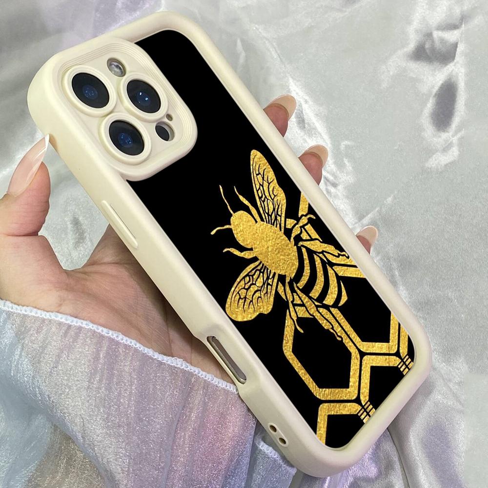 JT264 Golden Bee On Honeycomb for iPhone 17 16 15 14 13 Pro Max Samsung S26 S25 Ultra A17 A16 A07 A56 A36 A05 Xiaomi 15T Redmi 15c Note 14 Soft Case