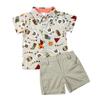 Kids Dinosaur Shirt Set Summer Boys Casual Short-sleeved Shorts Solid Color Set