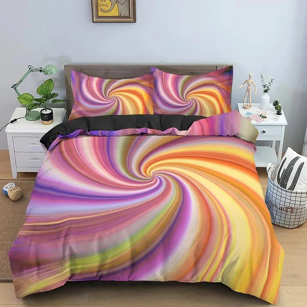 Rainbow Color Duvet Cover Abstract Pattern Bedding Set Comforter Covers With Pillowcase Single Double Size Home Textile