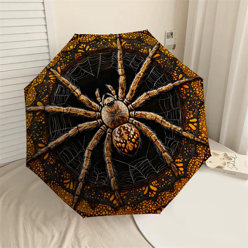 

1PC spider web mandala Umbrella-9-Rib Reinforced, Automatic Open, Lightweight & Durable, Cute Fashion Accessory for Outdoor-P0702