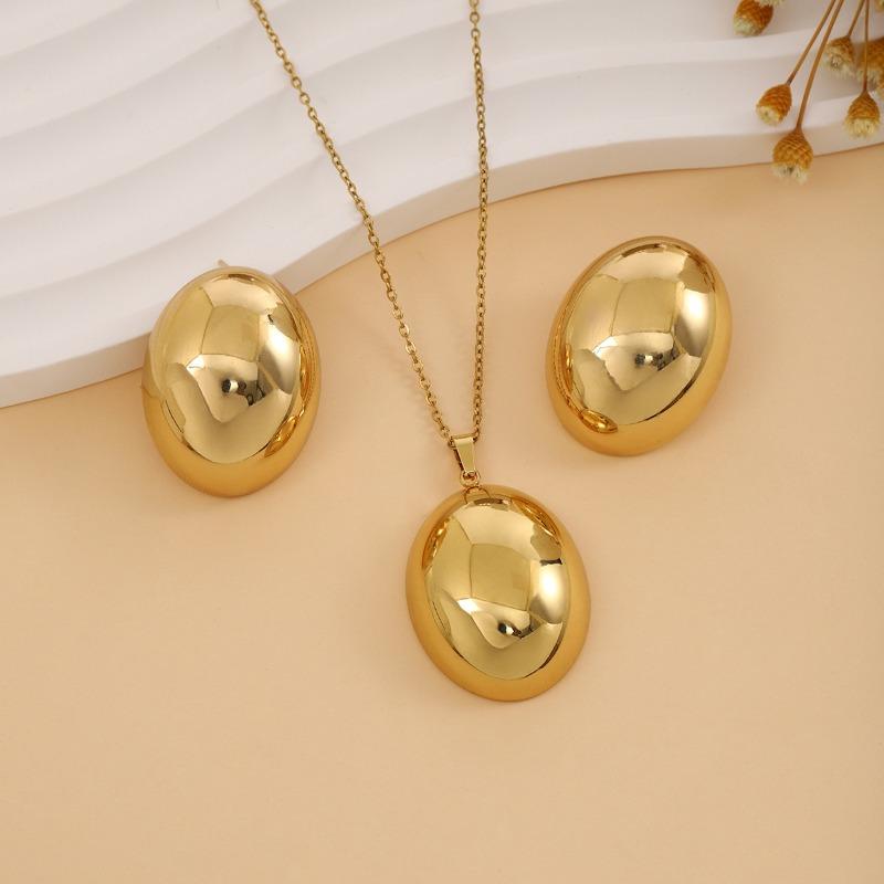 European and American Exquisite Irregular Luxury Creative Polygonal Geometric Leaf Texture Flower Love Earrings Necklace Set