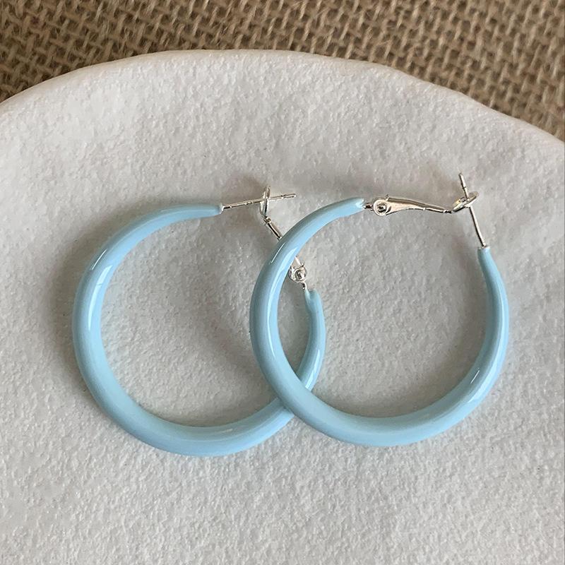 Sweet Dopamine Oil Drop Earrings Women's Niche Senior Sense Vein Circle Design Elegant Simple Versatile Hoop Ear Jewelry