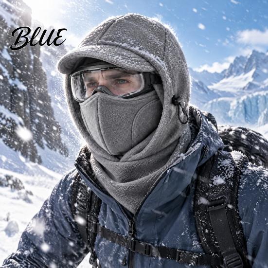 Warm Fleece Hat with Sunshade Brim Winter Balaclava Ski Mask Windproof Face Cover Brim Neck Running Mask for Cold Weather Warmer Adjustable Thermal