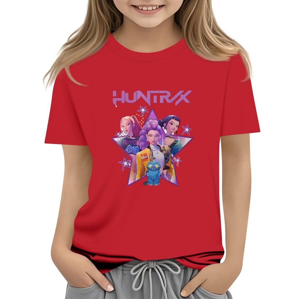 Boys Girls Round Neck Casual Printed Short-sleeved T-shirt Top