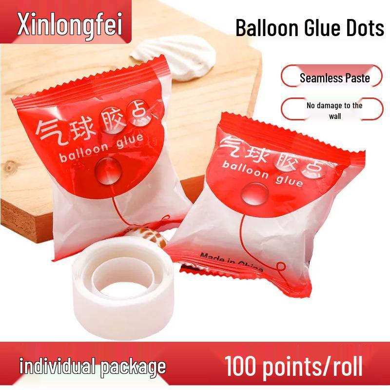 Super Sticky Double-Sided Balloon Glue Dots - Transparent Party Decoration, 100 Dots/Roll