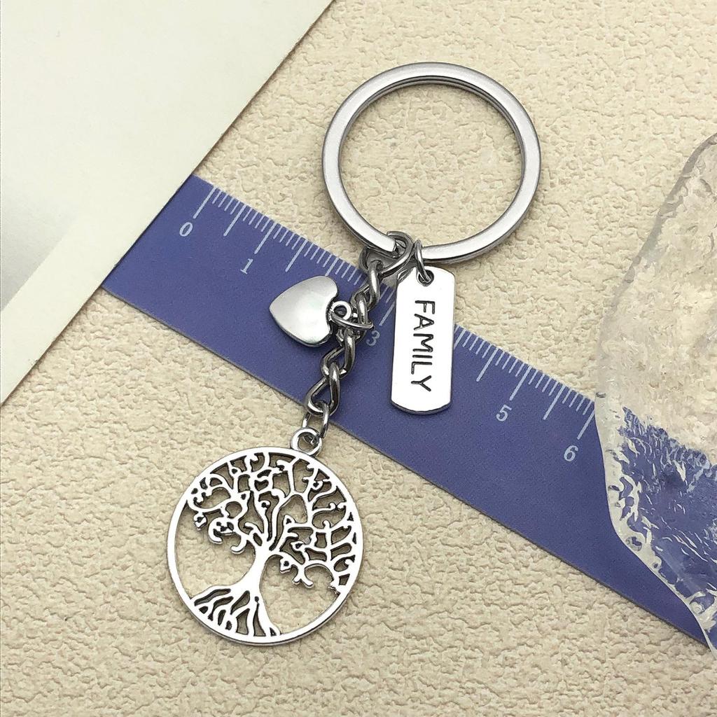 Antique Silver Heart & Tree Pendant Keyring