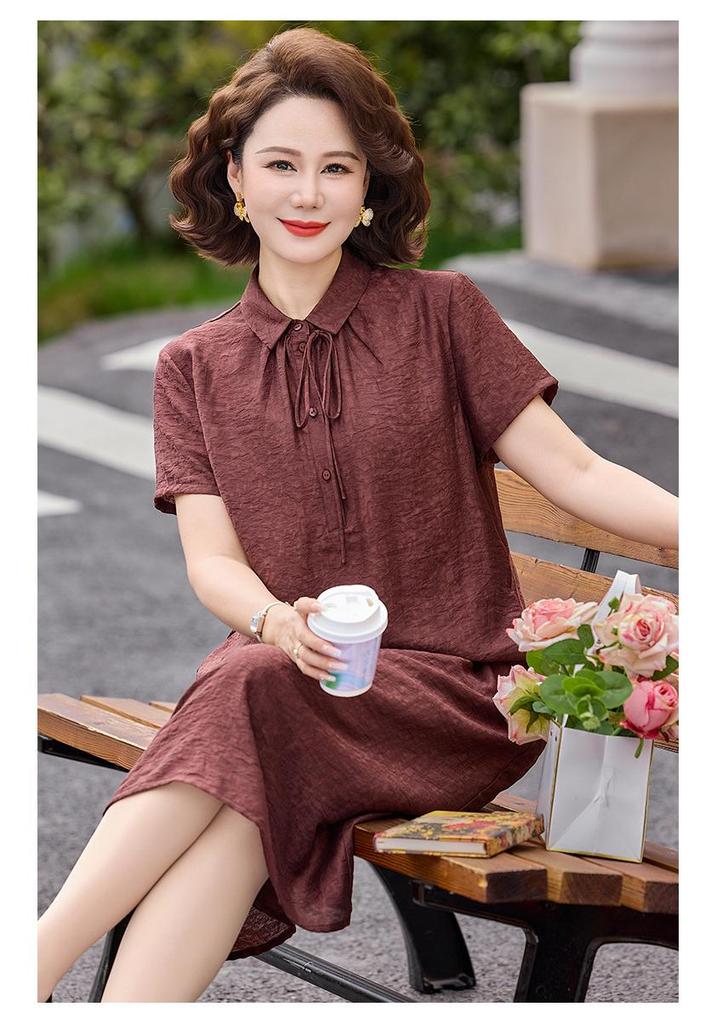 2026 Summer New Arrival: Chinese Style Plus Size Short Sleeve Dress for Middle-Aged and Elderly Women