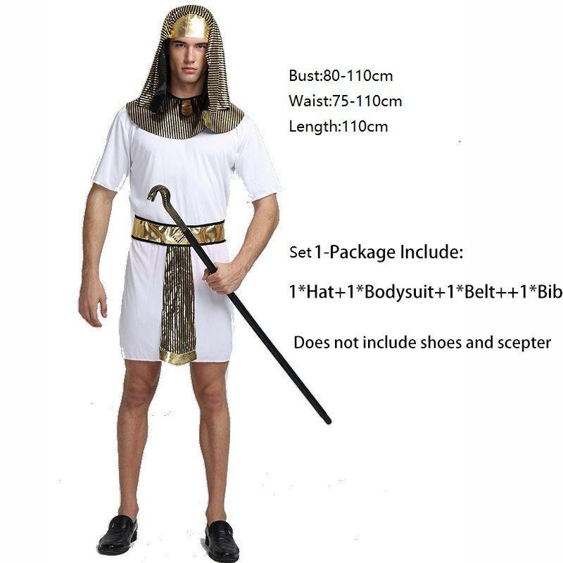 Deluxe Pharaoh Men Egyptian King Costume Desert Prince Queen Fancy Dress Cosplay