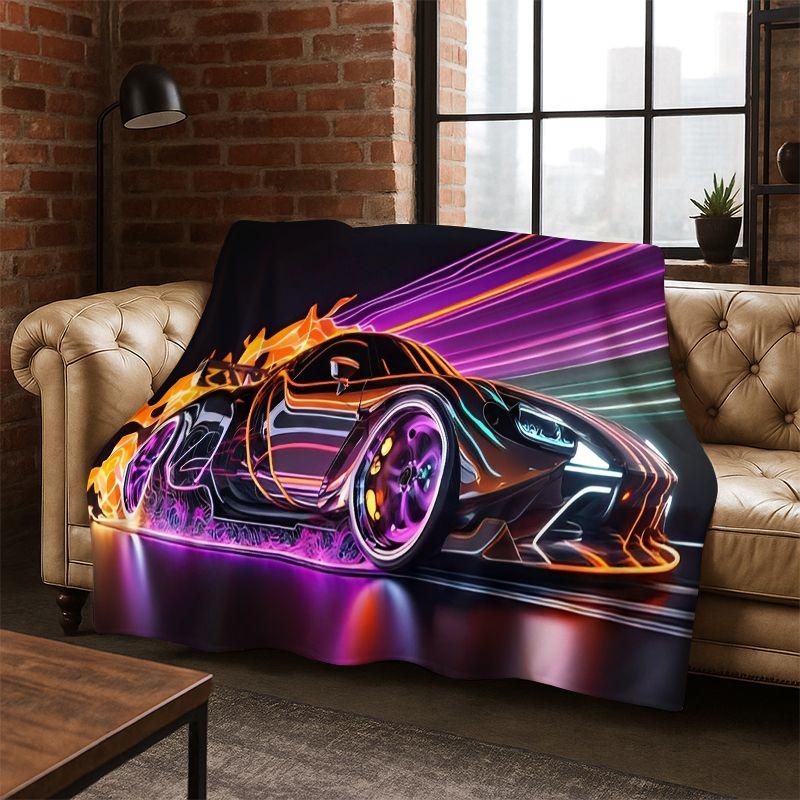 Future concept sports car Moto Racing Flannel Blanket Soft Warm Throw Blanket for Bedroom Living Room Bed Travel Camping Picnic