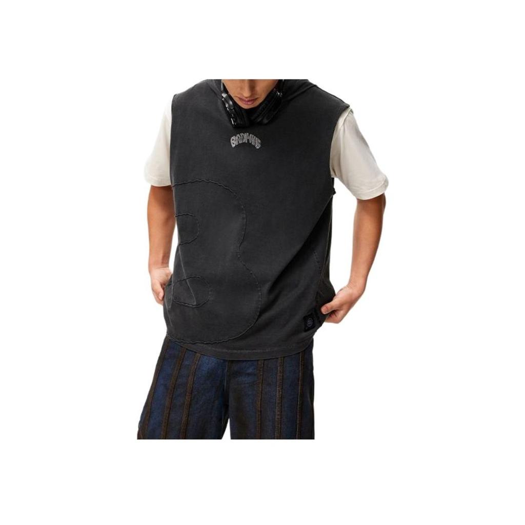 LiNing Knitted Loose Comfortable Sports Vest Men Tops Black AVSU437-1