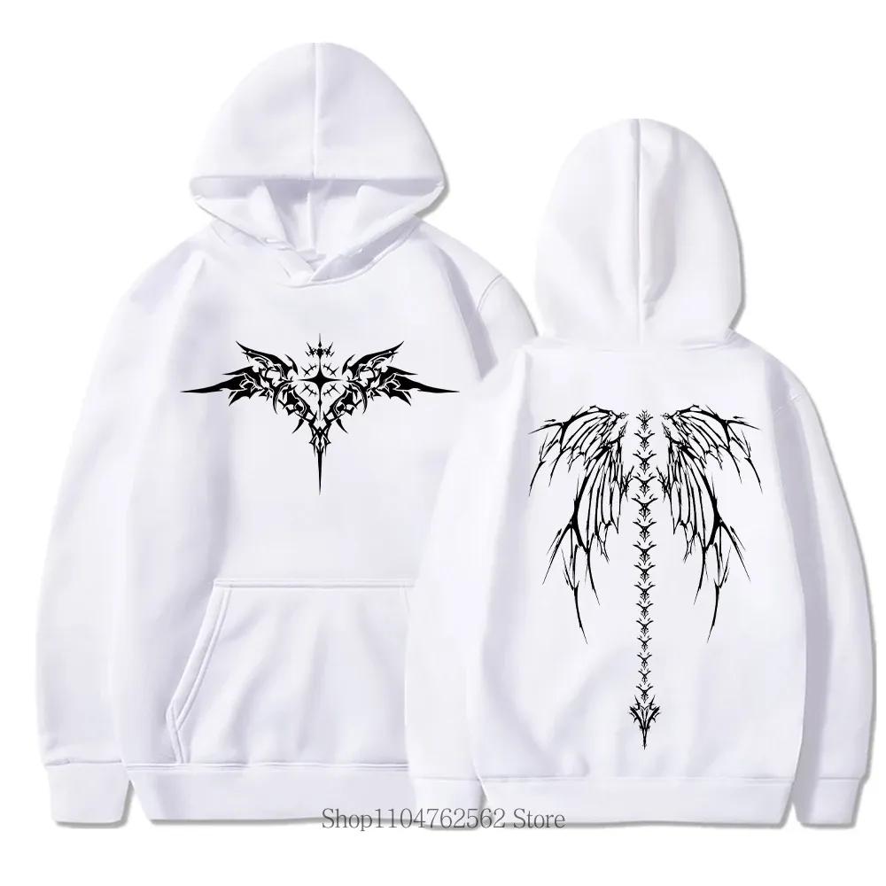 2025 New Wing Print Hoodie Men Women Casual Fashion Harajuku Gothic Y2K Pullover Autumn Winter Fleece Long Sleeve Sweatshirts