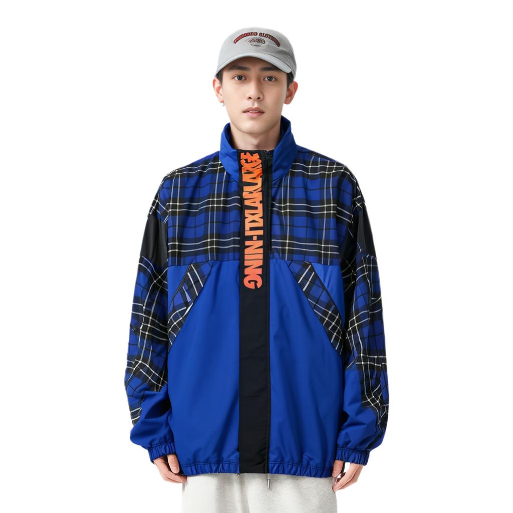 Li Ning Casual Sports Stand Collar Loose Jacket Men Jacket Blue AFDQ877-2