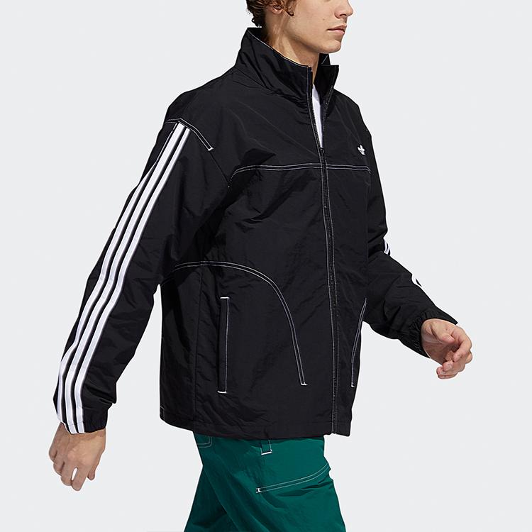 Adidas Originals Trefoil Embroidered Logo Stand Collar Sport Jacket Men Jacket Black GD2057