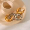 Htpwe Statement Circle Hoop Earrings Zircon for Women Girls Trendy Metal Texture 18 K Golden Ear Studs Accessories