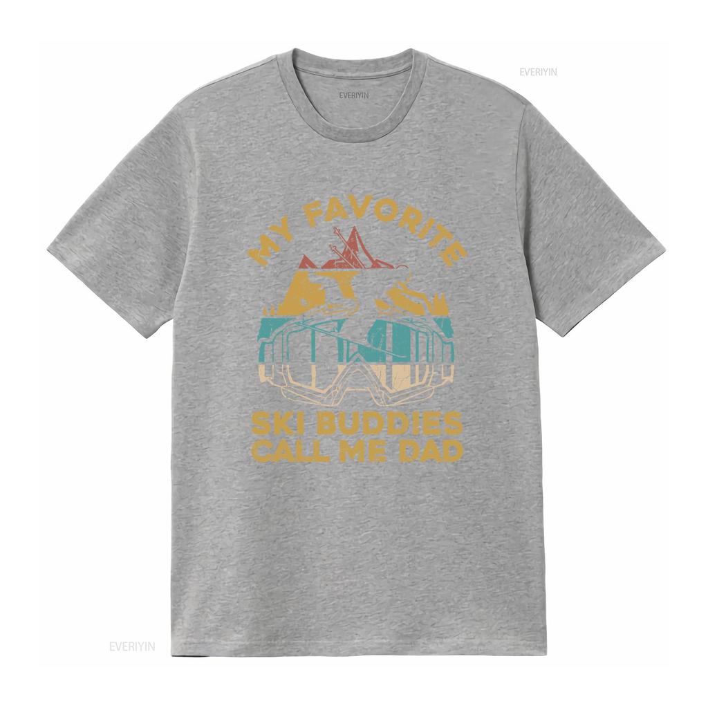 My Favorite Buddies Call Me Dad Skiing T Shirt Casual Crew Neck Slight Stretch Fabric Regular Fit Perfect For Unisex All Vintage