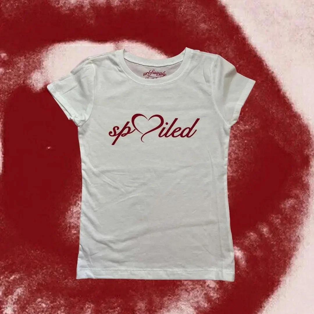 Spoiled Heart Graphic Baby Tee Y2K Coquette Fitted Womens Shirt S-2XL M