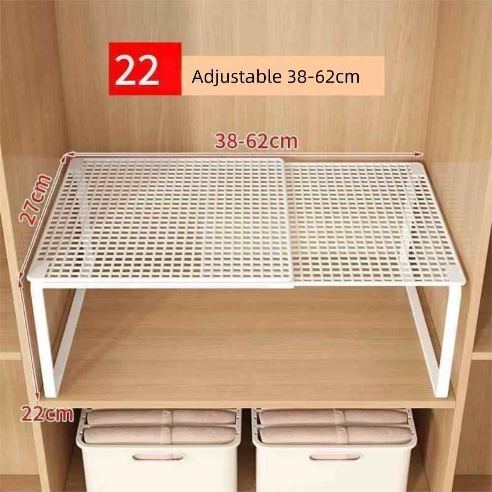 DIY Metal Closet Shelf Adjustable   Wardrobe Organizer Expandable Retractable Stackable Shelves Bathroom