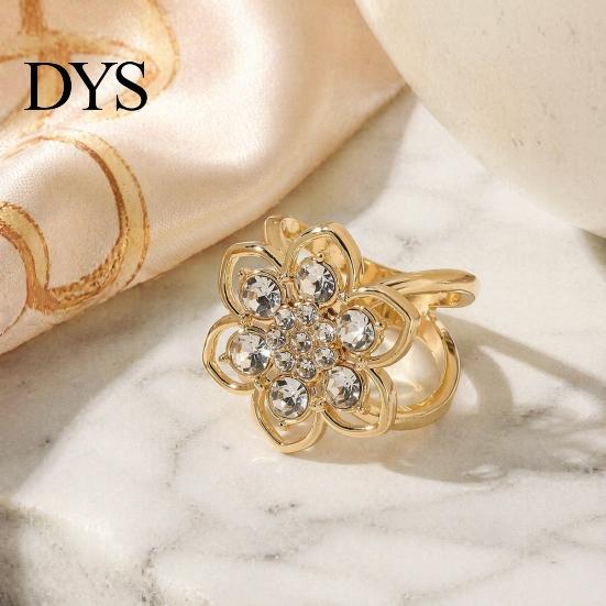 Elegant Scarf Clip Rhinestone Flower Ring, Six Petal Sparkly Holder Sparkling for Women Shirts Silk Scarves Shawls Floral Accessory