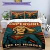 3pcs Supergirl Duvet Cover Set, 1 Duvet Cover + 2 Pillowcases (No Insert), Cozy Bedding, Bedroom Set, Easy Care, Durable yy251103084