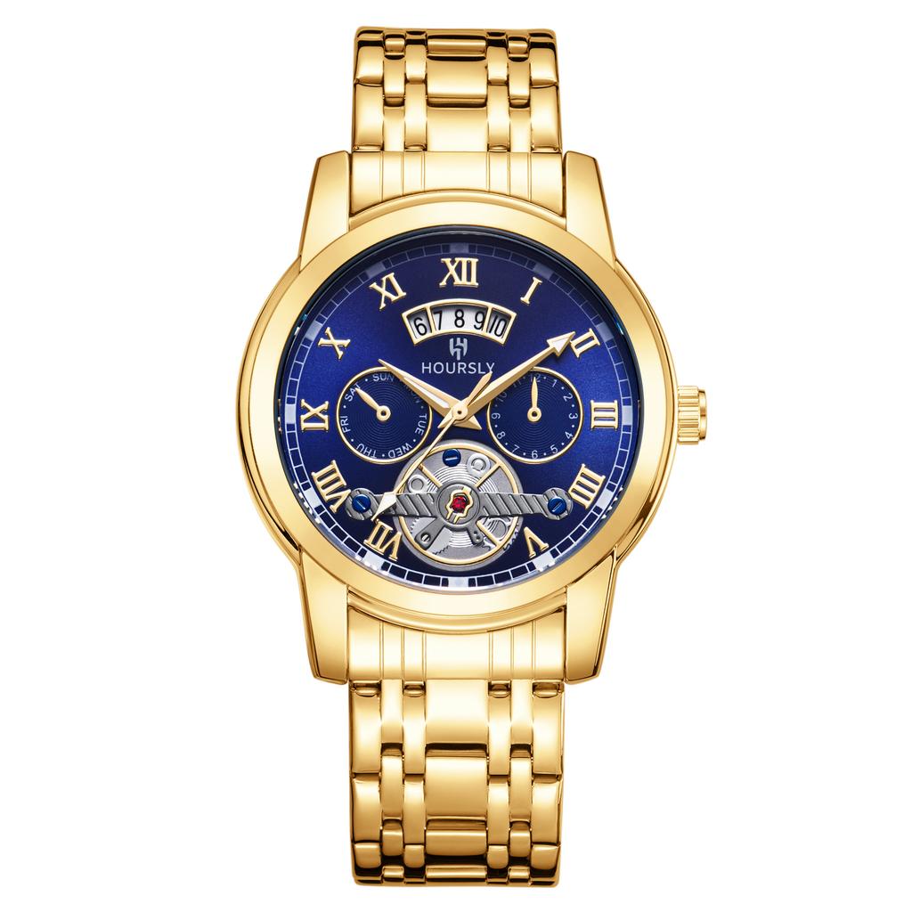Fashion Men'S Watch, Simple Atmospheric Tourbillon Quartz Watch Fashion Business Steel Belt Watch