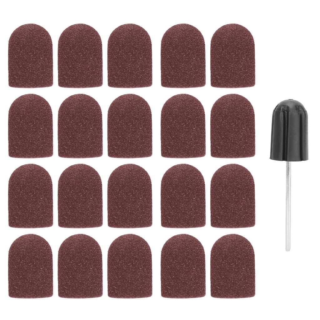Nagelkunst-Schleifkappe, Nagelbohrer, Polieren, Schleifen, Schleifbänder-Set (16 x 25 mm)Braun