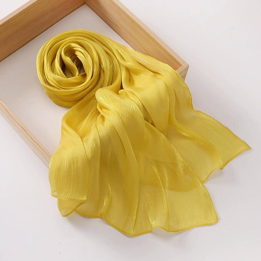 Breathable and Cool Long Scarf Malaysian Shining Imatation Silk Solid Color Scarf Veil Hijab Chiffon Shawl