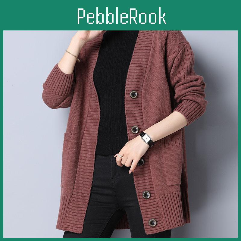 Knitted Long Womens Sleeved Cardigan Autumn Loose Sweater Jacket And Lazy Style Korean Knitted Cardigan Casual Autumn Jacket