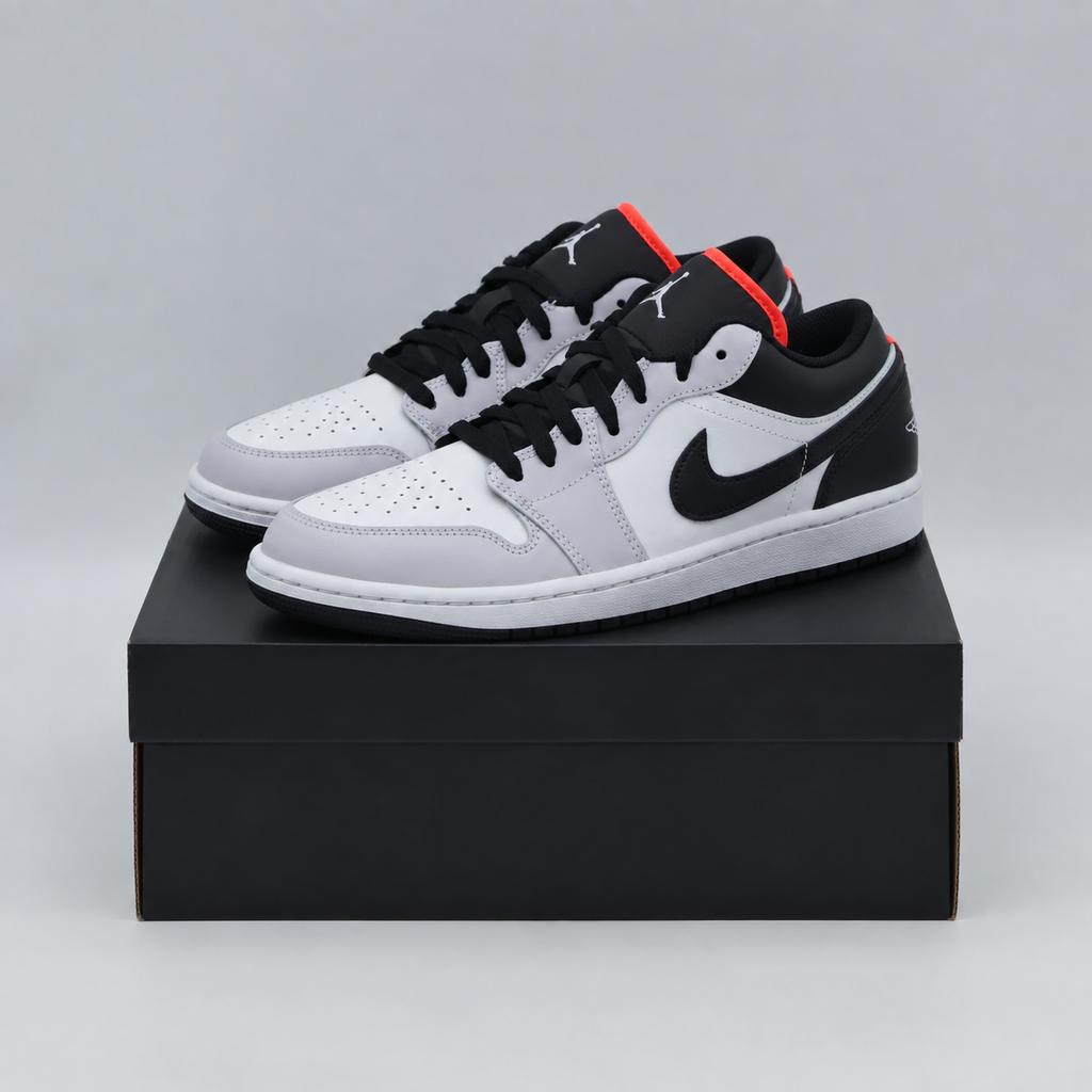 553558-045 Nike Air Jordan 1 Low Neutral Grey Infrared 23 Black (Men's)