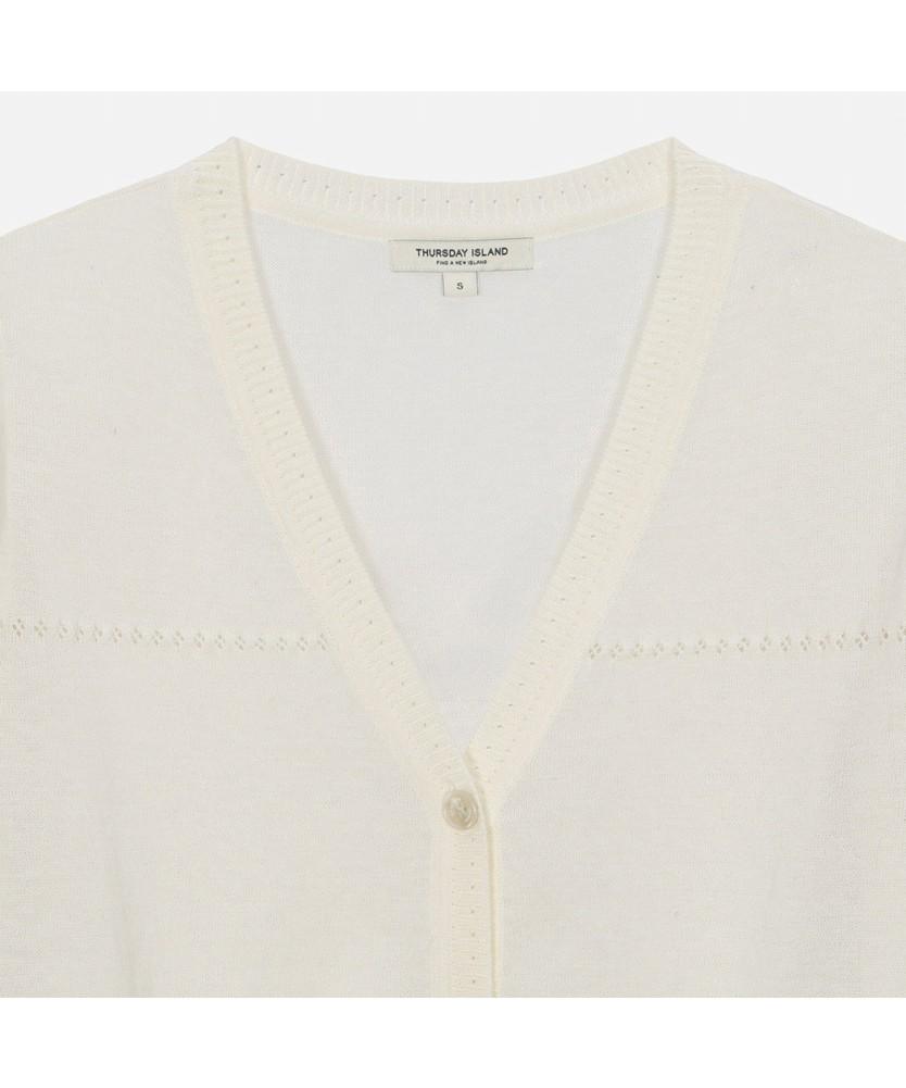 Thursday Island V-Neck Short Sleeve Cardigan_T264Mcd253W
