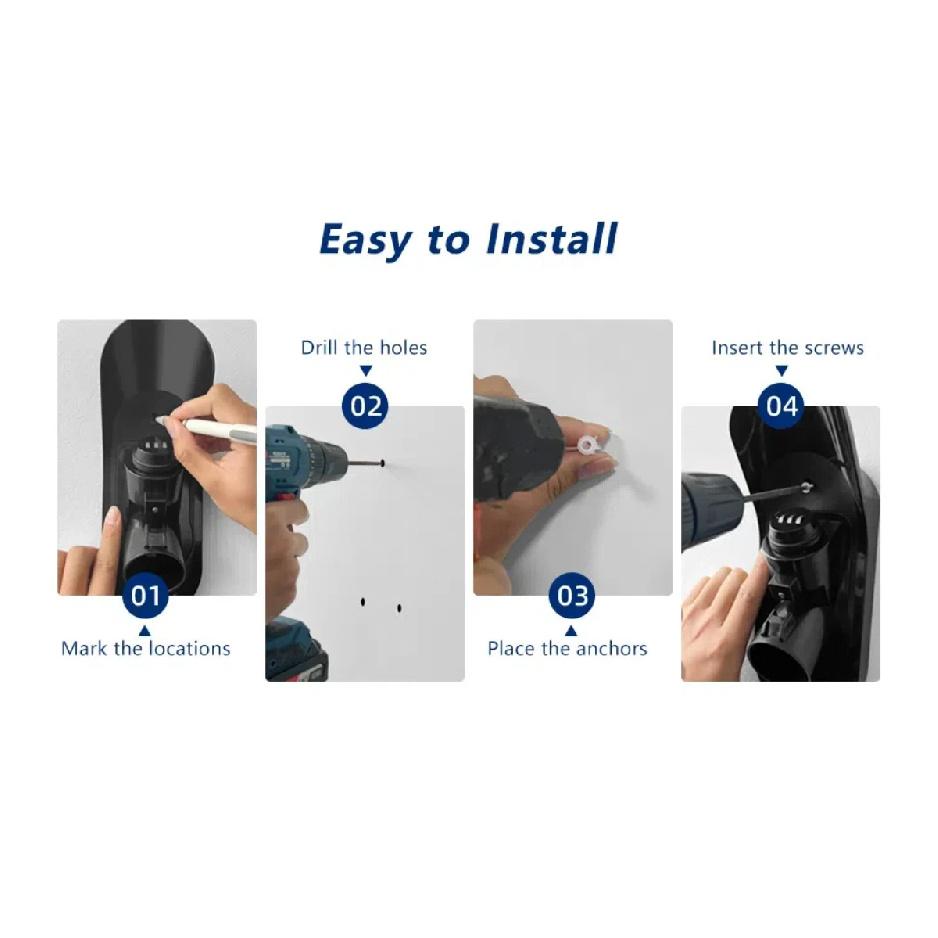 EVqiaoyi Lockable Type 1 EV Charger Holder Wall Mount J1772 Charging Nozzle Bracket Charging Cable Hook with Anti-Theft Lock