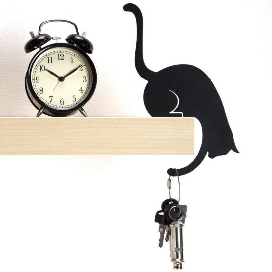 Storage Rack Hanger Hook Strong Load-bearing Easy to Install Cat Shaped Decorative Wall Door Wooden Hook Key Hanger