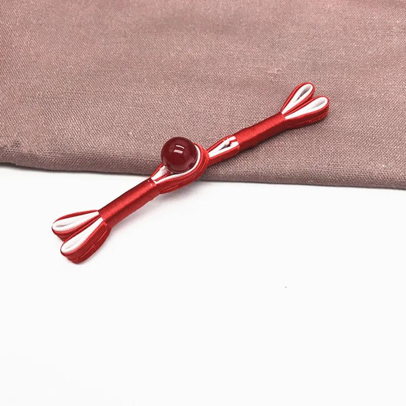 Imitation Jade Beads Cloth Button, Chinese Frog Closure Buttons, Knot Fastener, Decorative Cheongsam, 5 Pairs