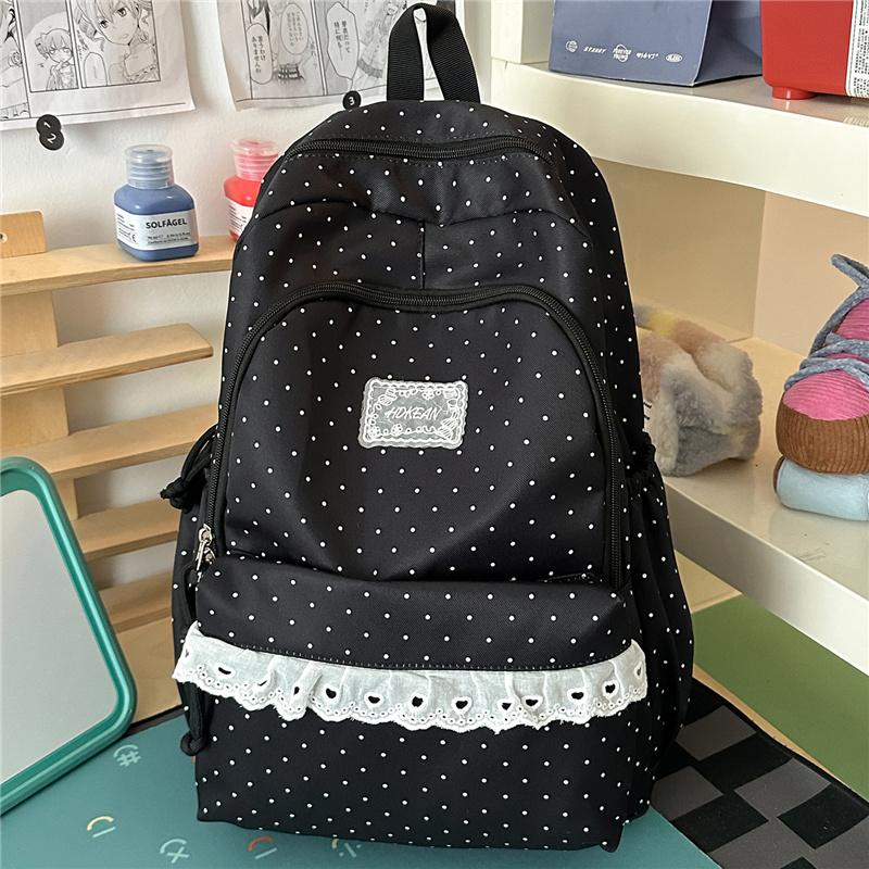 College-Stil Wellenpunkt Student Schulrucksack Damen Spitze Rucksack