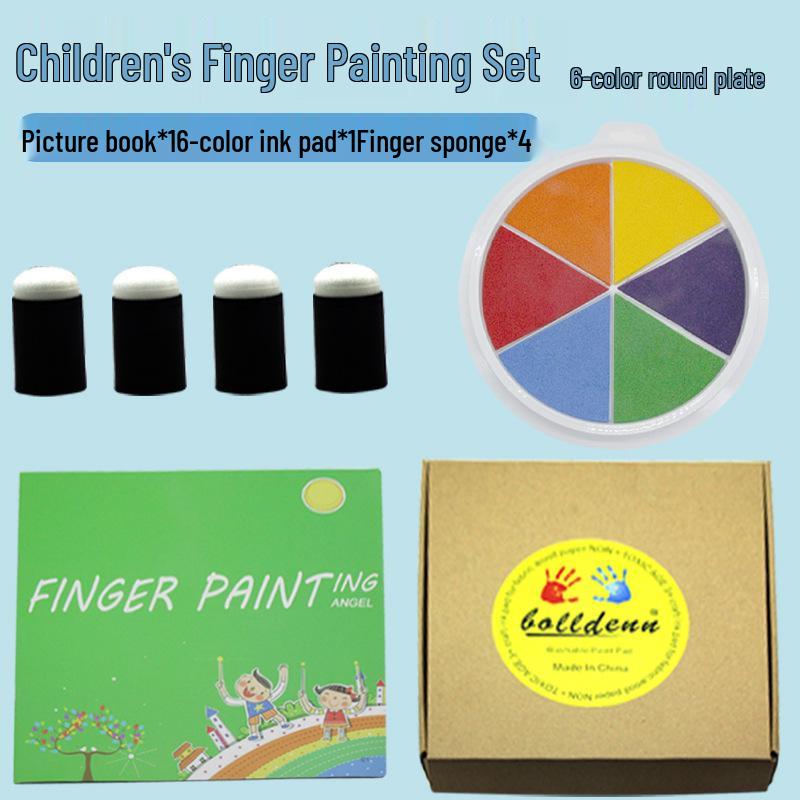 Eco-friendly Washable Six-Color Finger Painting Pad Set for Kids