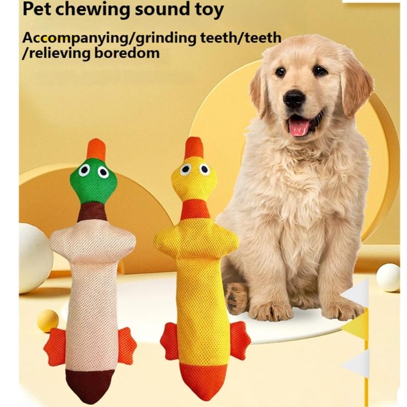 Soft Plush Dog Chew Toy with Squeaker Duck Shape Fetches Toy for Dog to Bites, Carry, Toss, and Play Indoors Daily