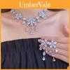 Zircon Flower Water Drop Necklace For Elegant Women With Copper Material And Lockbone Style