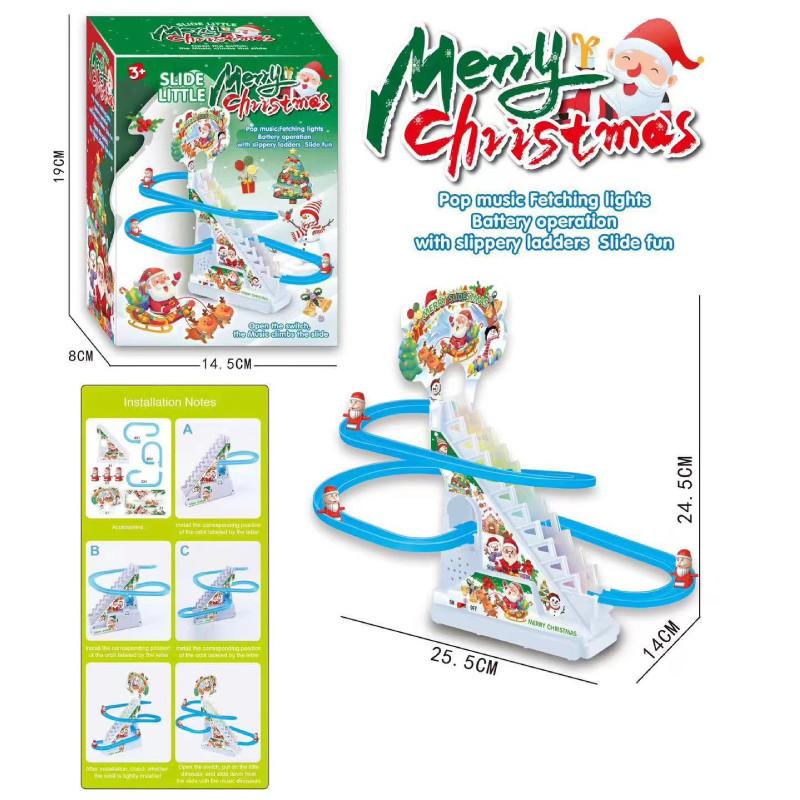 Electric Stair Climbing Santa Claus Track Toy Set With Colorful Accessories For Kids Santa Claus