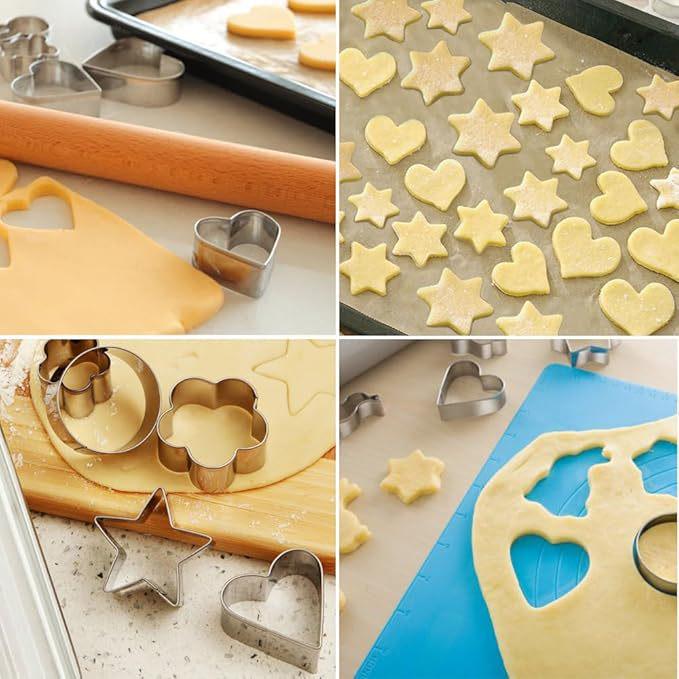 30-Piece Stainless Steel Cookie Cutter Set - Heart, Star, Flower Molds for DIY Baking