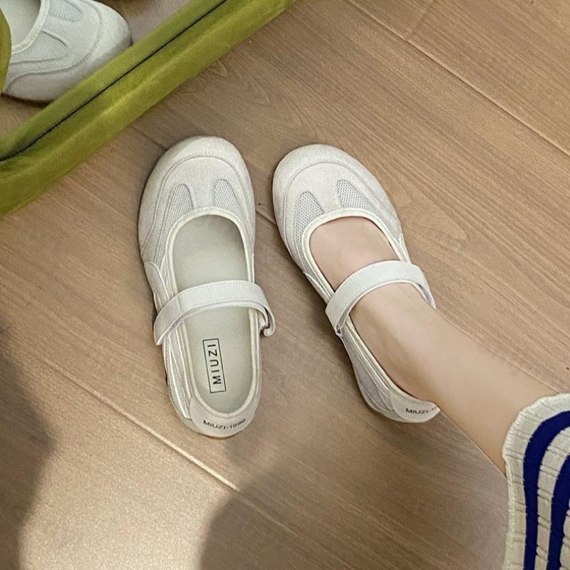 Fashion 2025 Spring Women's Fashion Color Blocked Shallow Mouth Casual Single Shoes Mesh Breathable Comfortable Versatile Flat Sneakers