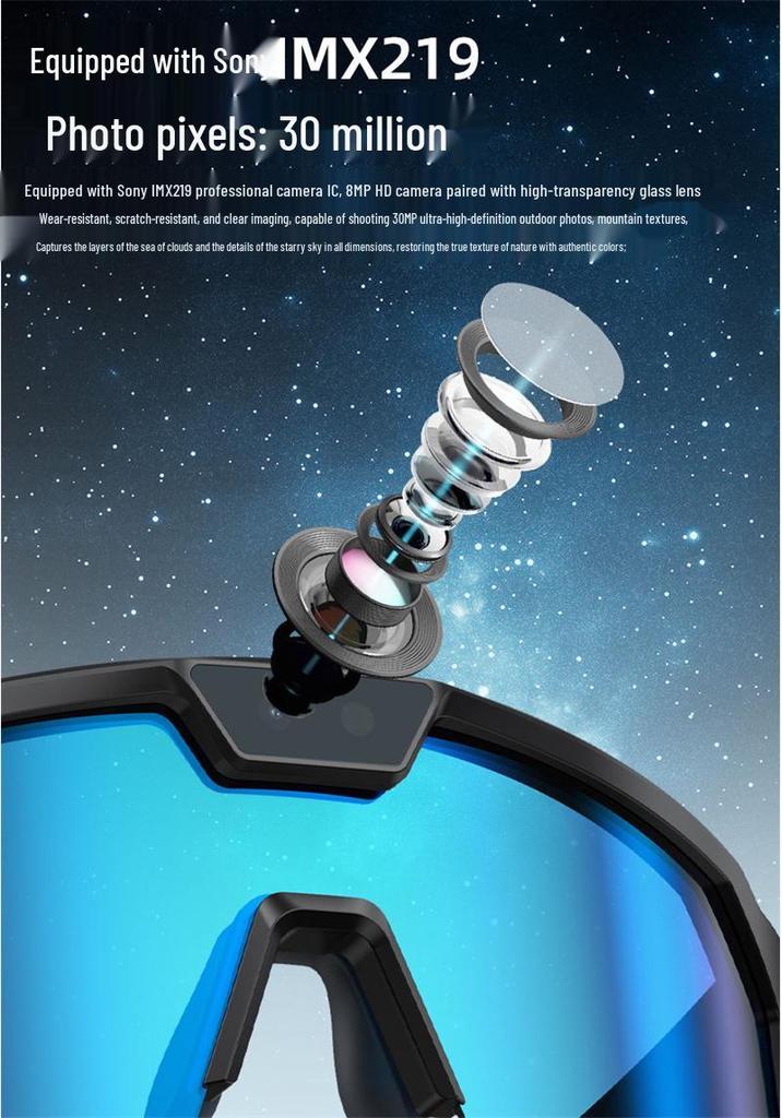 Crosser Q01 Smart Glasses: 8MP Camera, Video Recording, 6-Axis Gyro Stabilization, Ideal for Outdoor Sports & Cycling.
