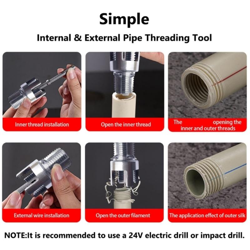 Tragbares 2-teiliges Gewindeschneidset für Rohre für den professionellen Einsatz 1/2 Zoll 3/4 Zoll Rohre Mit korrosionsbeständigem Design
