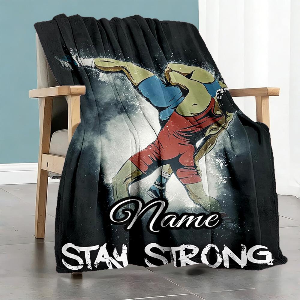 Wrestler Personalized Text Blanket Gift Personalized Blanket Soft Warm Cozy Suitable for Livingroom Living Room Home Decor Office Chair
