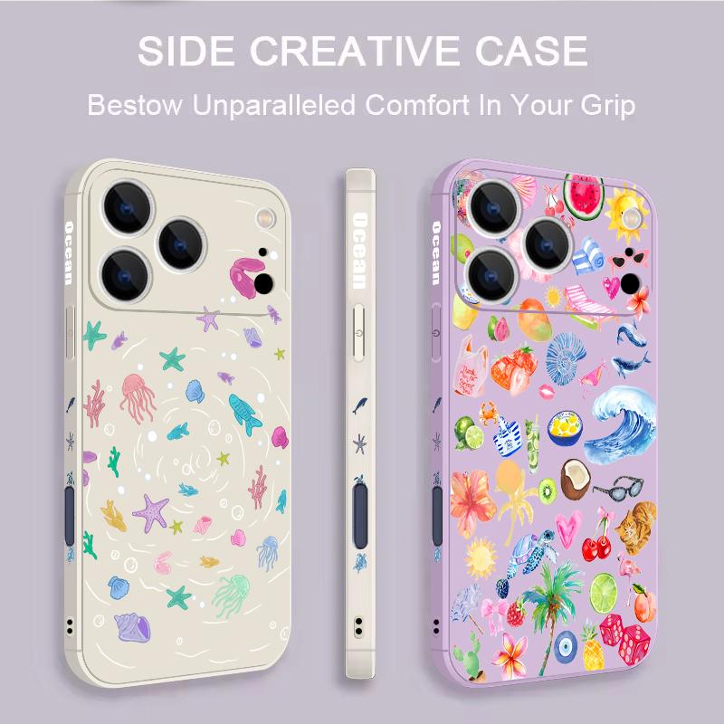 Magnetic For Magsafe Case For iPhone 17 Pro Max Colorful Ocean Pattern Soft Silicone Phone Back Cover For iPhone 16 15 14 13 Pro Max 16e 17e