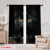 2D Flat Printing 2pcs Window Curtains Black Cat Animals Versatile Polyester Fabric  Without Electricity Family Party Decoration